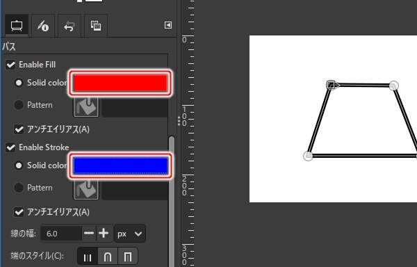 8. フィルを赤色・ストロークを青色に変更する